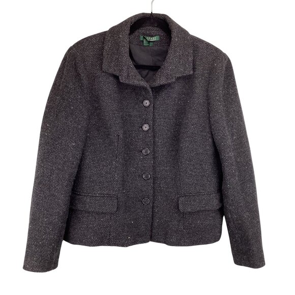Lauren Ralph Lauren Blazer Jacket Size 16 Wool Blend Charcoal Gray Single Breast - Picture 5 of 9